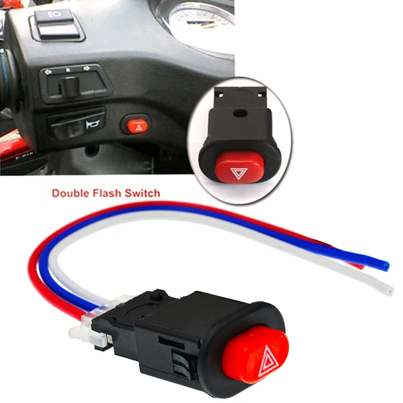 Motocyklový skúter Dvojité flash spínač nebezpečné prepínač tlačidla elektrické vozidlo Flash Výstraha Núdzový žiarovka