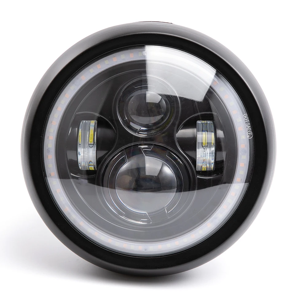 Motocyklový svetlomet Čierny kov LED LED Vysoký nízky lúč svetlomet pre CG125 GN125 CB CL YAMAHA SUZUKI CAFE RACER Bobber Custom