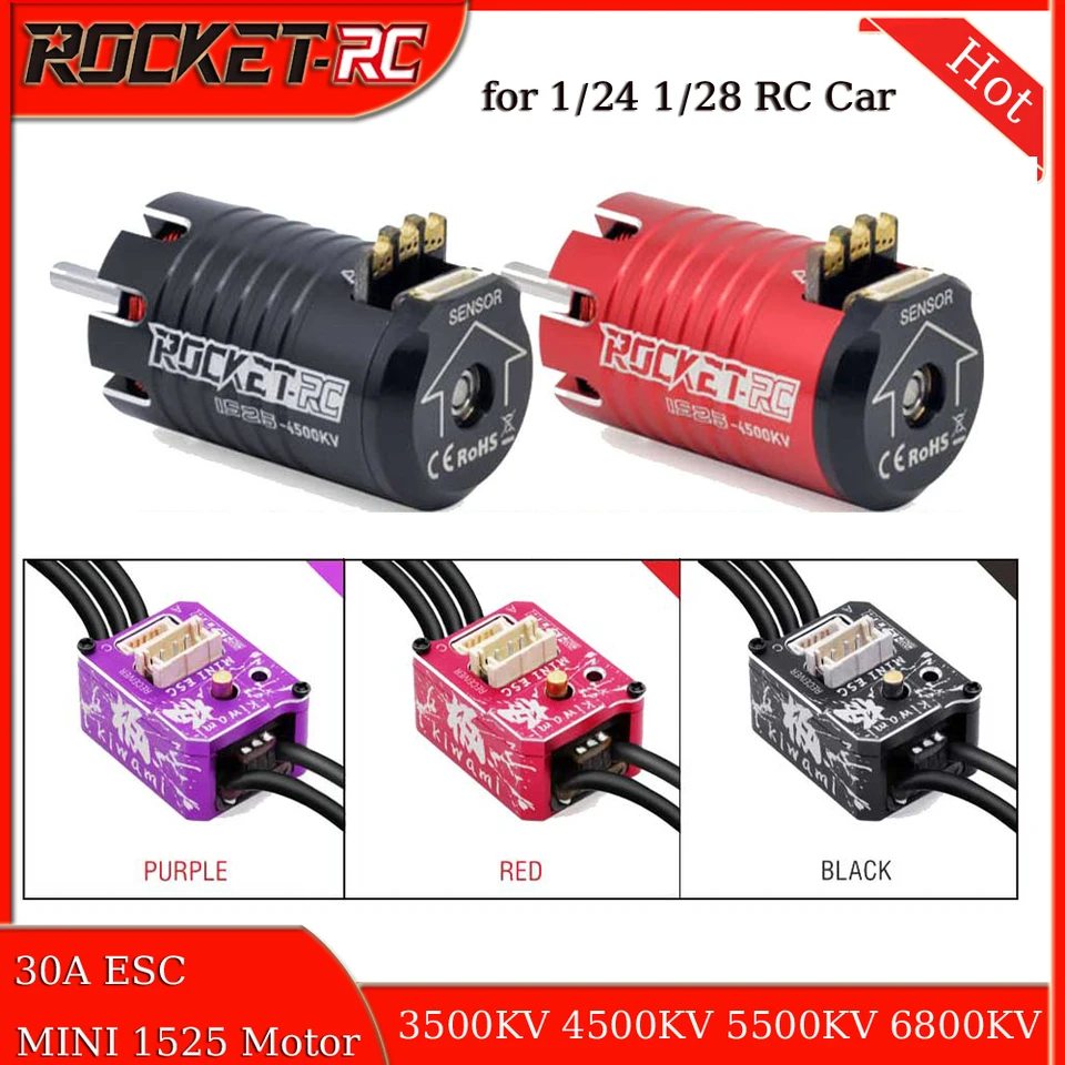MOTOR ROCKET-RC MINI1525 W/KIWAMI 30A ESC SENSORED bez kefy bez kefy pre 1/28 1/27 SACE RC MINI DISTÁTOVÉ OVLÁDANIE KOSTRUŽÍ