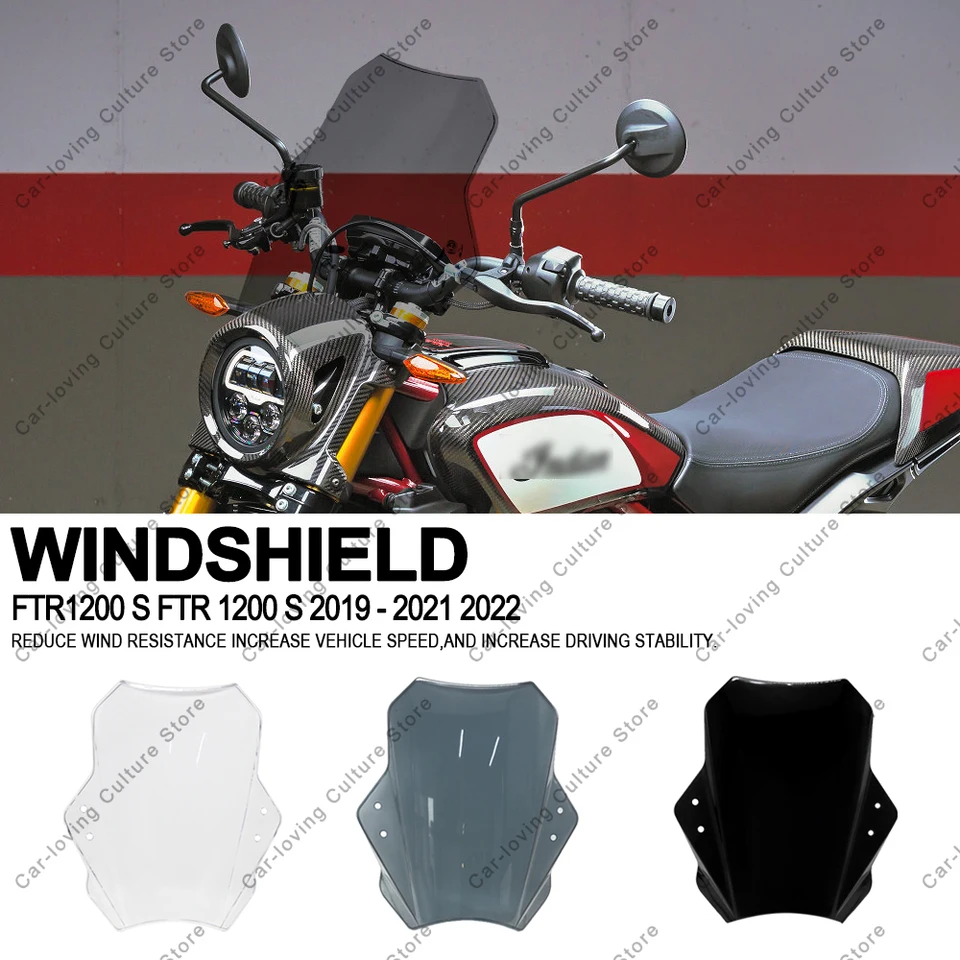 Motorcycle High quality ABS Plastic Windscreen Windshield Universal Adjustable Windshield For Indian FTR1200 S 2019 - 2021 2022