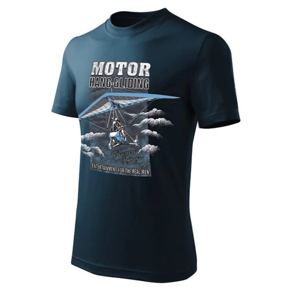 Motorový motorizovaný závesný klzák tlačený vintage letecké tričko 100% bavlna O-krk na krátky rukáv Castry Mens Tričko