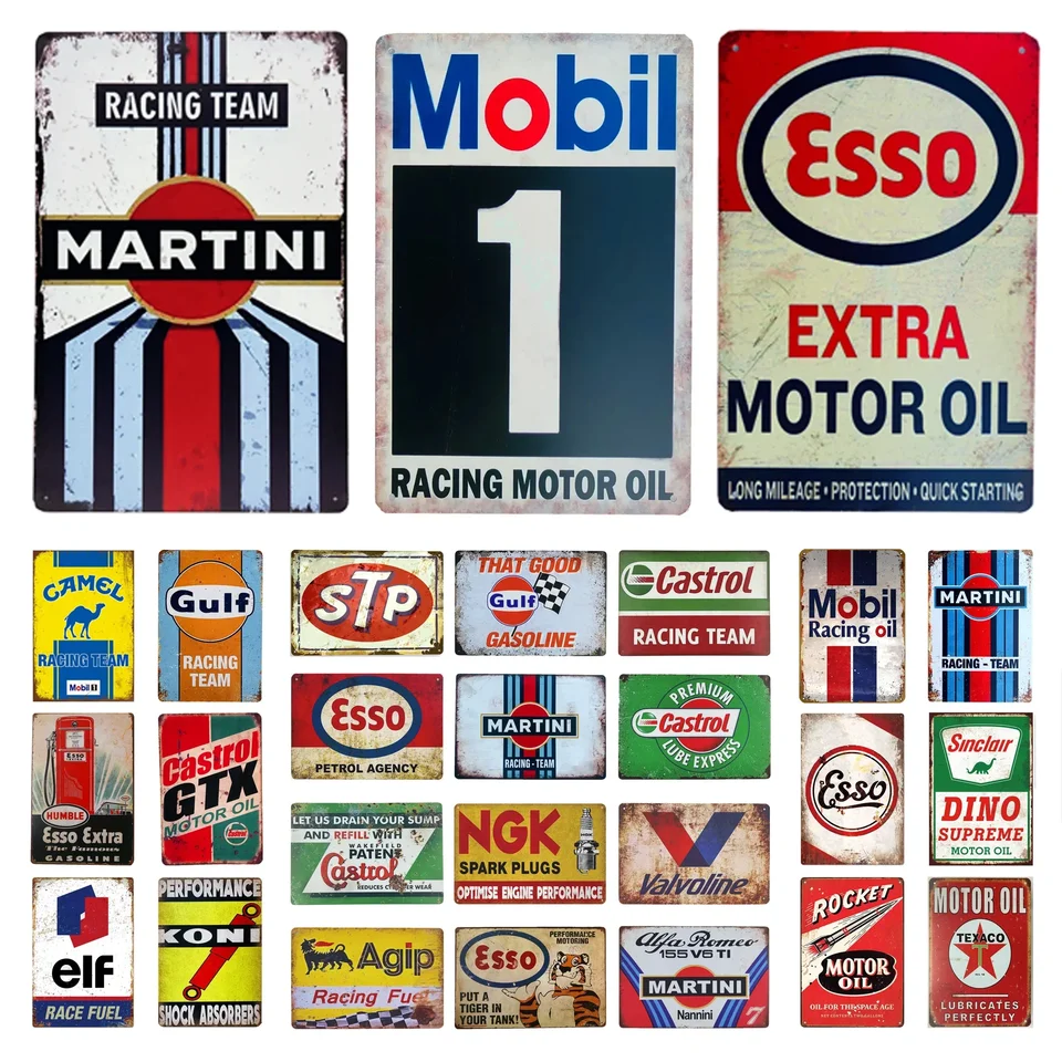 Motorový olej plynový kovový znak Esso STP Wall Art Plaque Plaque vinobranie železná maľba dekorácia pre muža Cave Cafe Garage Club Bar