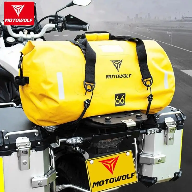 Motowolf vodotesný motocykel sedlová taška Vodotesná motocykla Tail Bag Adventure Motokross Helma Batoh batožiny 40L/66L/90L