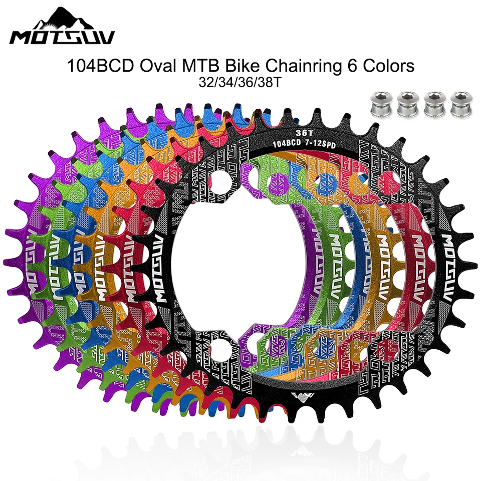 MOTSUV OVAL 104BCD RASICTRANCIE PRE MTB BIKE úzky široký široký 32/34/36/38T