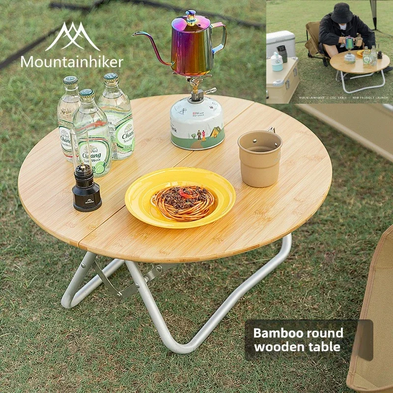 MountainHiker Outdoor Camping Bambus Skladací stolík, prenosný skladací stôl, vonkajší jedálenský stôl, piknikový stôl BBQ, rýchly sklad