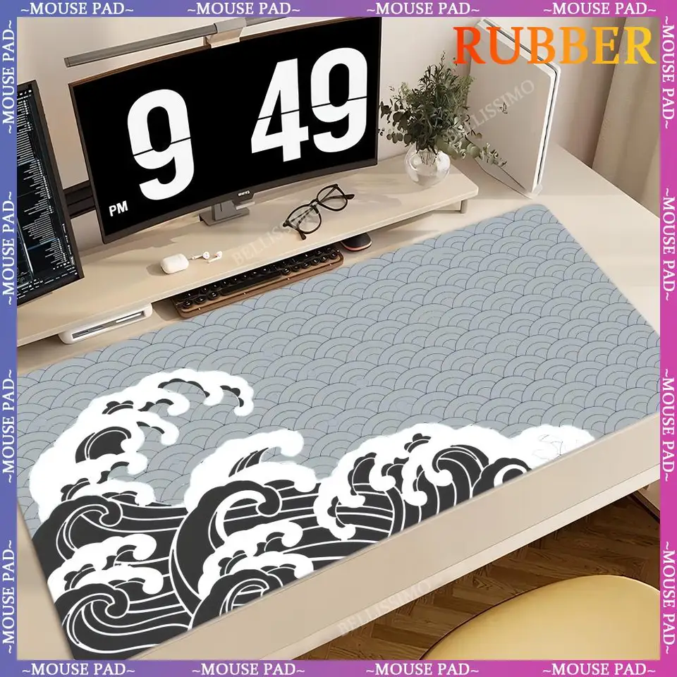 Mouse Mater Počítač Veľký podložka myši Klávesnica podložka Mousepad Japonsko Čierna šedá vlna Game Console Sofa stolová podložka na stolné podložky myši myši