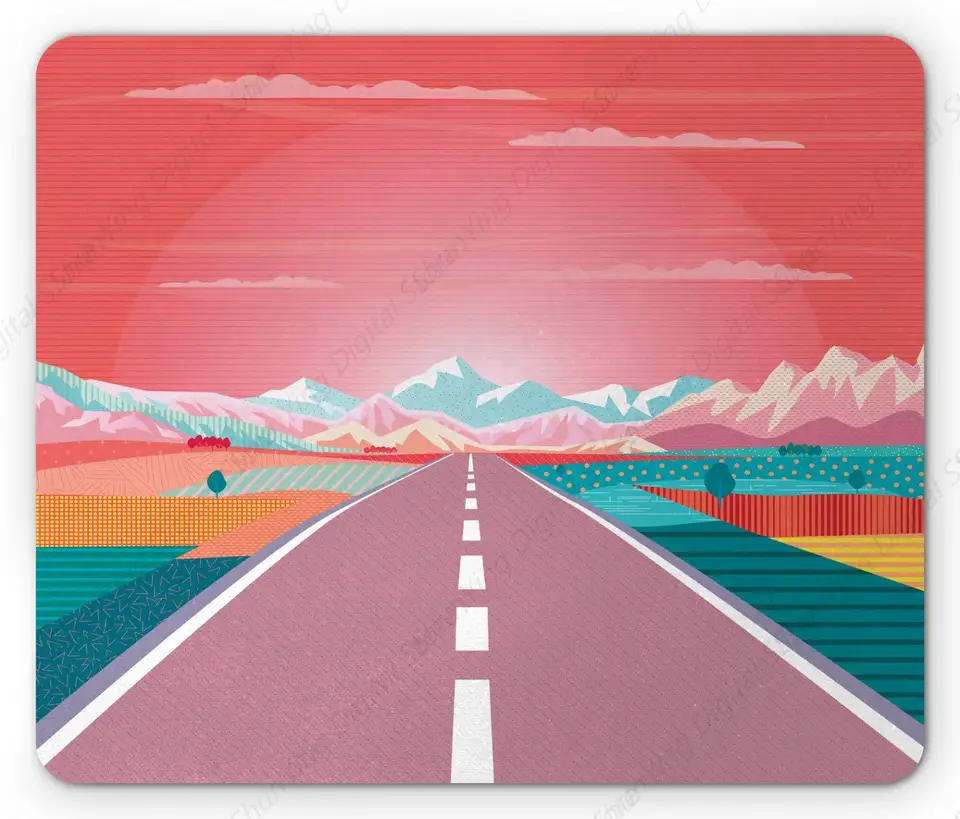Mouse Pad Color Parná vlna Inšpirácia Road Travel Mountain Anti Slip Gum Computer Office Office Mouse Pad 25*30 cm