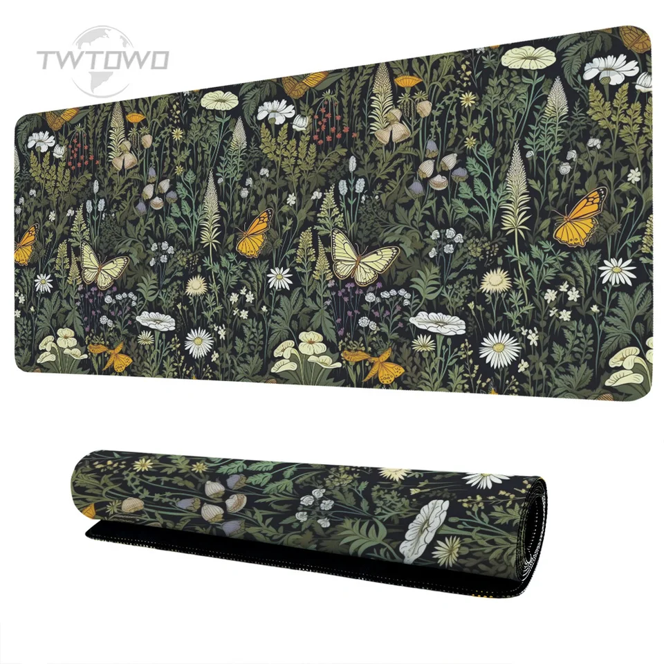 Mouse Pad Gamer Green Flower Grass Estetics XL Home Nový HD počítač MousePad XXL koberec nekĺzavá kancelária Office Desktop Mouse Pad