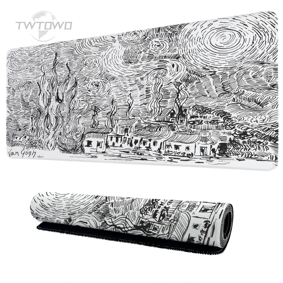 Mouse Pad Gamer Van Gogh Art XL Veľký HD Vlastný myš na myš XXL Mechanical Keyboard Pad Soft Soft Office Non-Slip Computer Mychy Pad