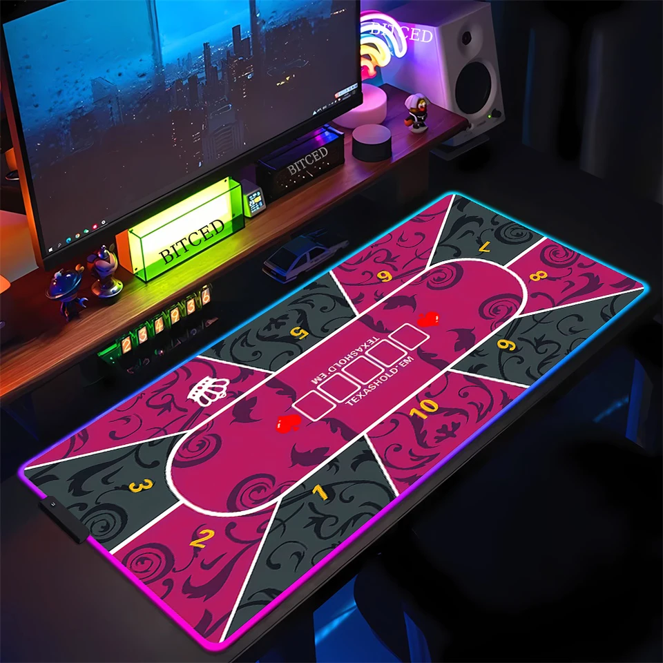 MousePad XXL Veľká hra rozšírená PS Gaming RGB Mouse Pad LED Gamer Accessories Klávesová mata karta Game Texas Poker Deskmat