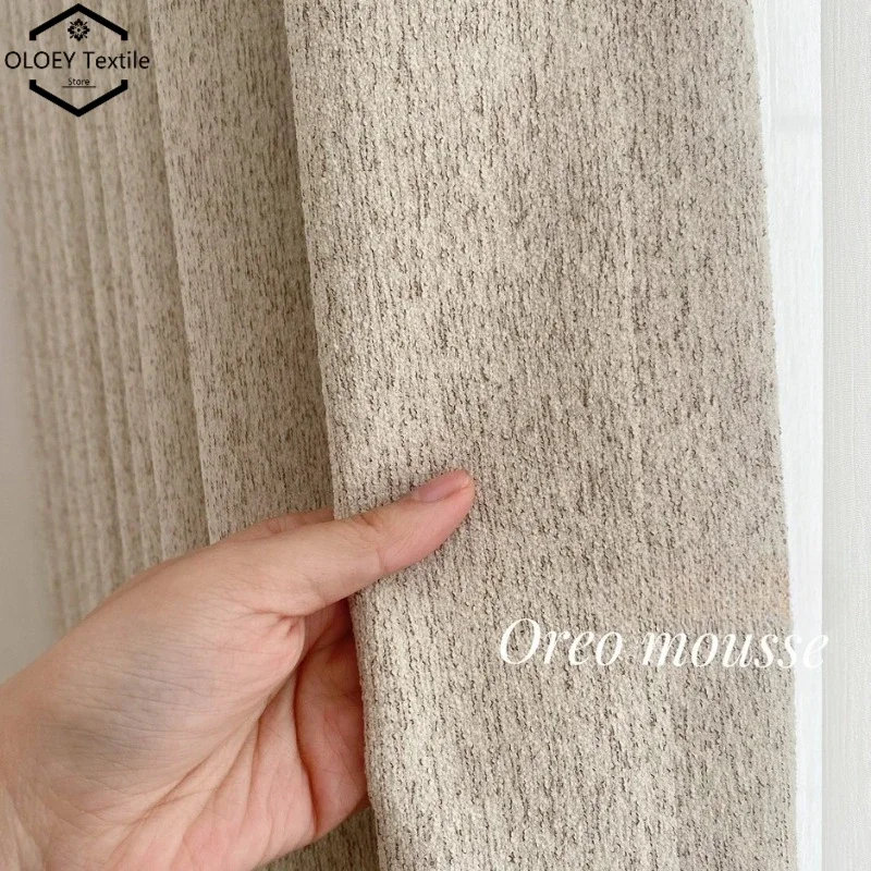 Mousse Blactout Cream starožitný štýl chenille bavlna a ľanové záclony pre obývaciu izbu spálňa prémiové záclony