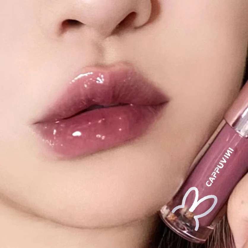 Močiar Purpurové zrkadlo Voda lesk na pery glazúr Priehľadné sklenené pery Oil Nepremokavá kvapalina Lipstick nahý hnedý číry odtieň makeup