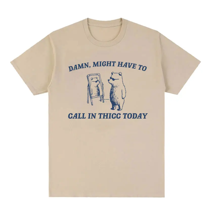 Možno bude musieť zavolať v Thicc dnes Funny Meme Panda Tirts Men Fashion harajuku retro tričko Casy 100% Cotton Nadimacied Tacks