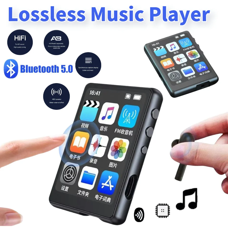 MP3 MP4 prehrávač prehrávač bezstratových hudobných prehrávačov 1,8/2,4 palca dotykovej obrazovky Bluetooth-kompatibilný HIFI MP4 s reproduktorom FM/E-kniha/rekordér