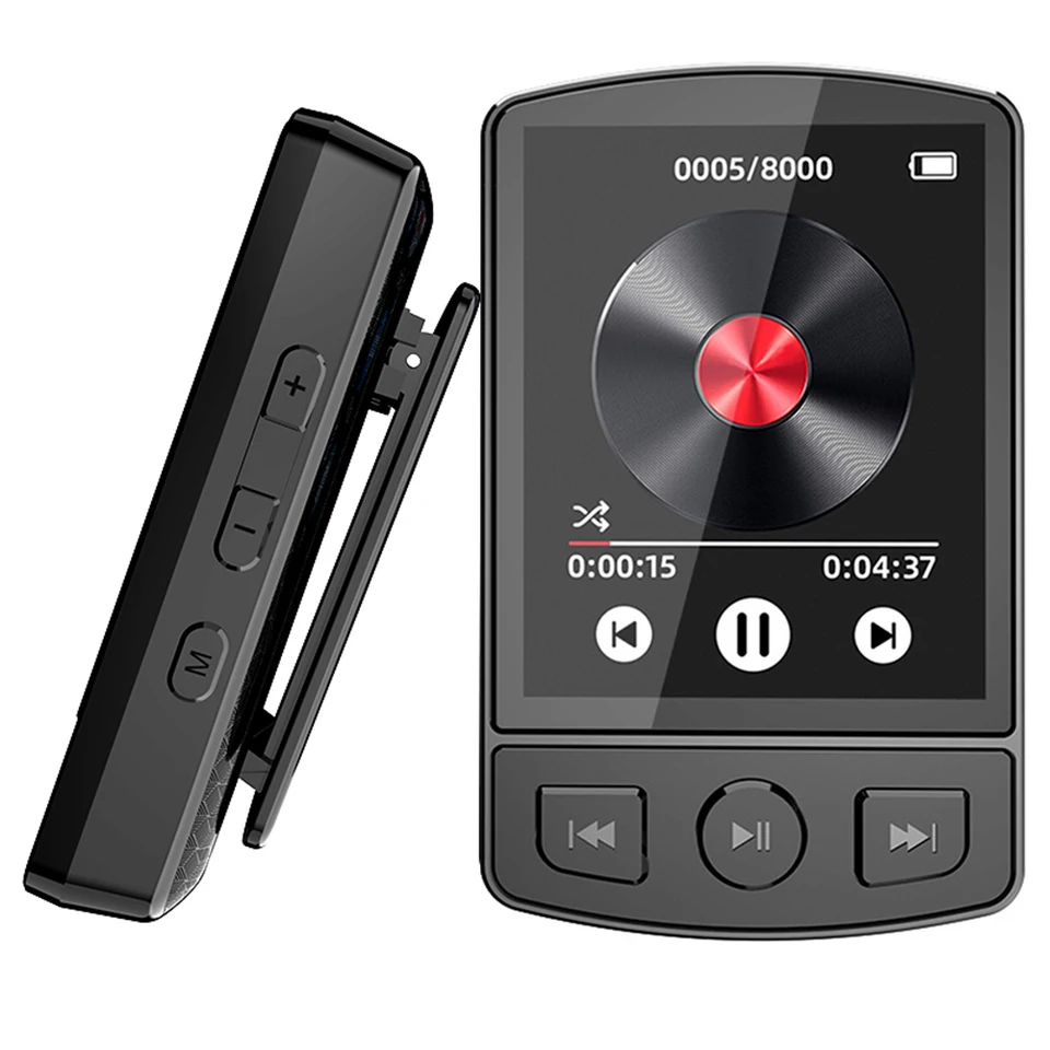 MP3 prehrávač prenosný športový klip Walkman Button Bluetooth kompatibilný 5.2 Ultralight MP3 Player 1,8 palca pre šport spustenie
