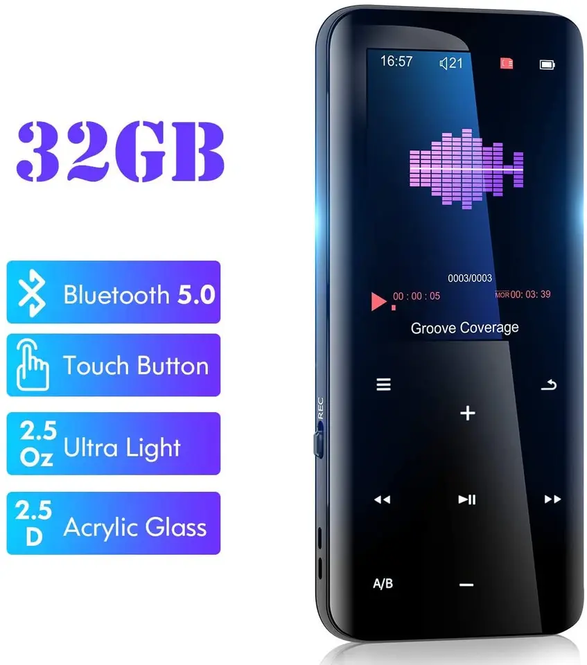 MP4 prehrávač s 32 GB hudobným prehrávačom s 32 GB s Touch Key FM Radio E-Book HiFi Video Media prehrávač pre študentov