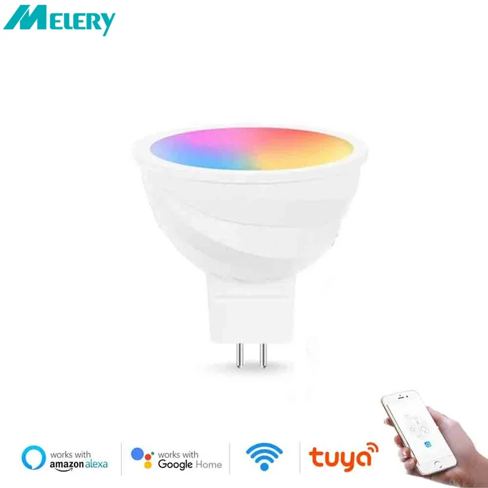 MR16 WiFi inteligentná LED žiarovka AC/DC 12V GU5.3 Reflektor Spollight 50W ekvivalentný RGB Warm Wheer White Diaľková dekoratívna lampa