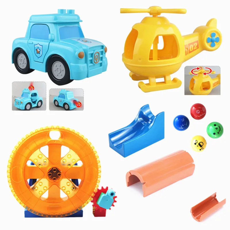 Mramorový beh rolling lopta popové vozidlo Otočené lietadlo Roller Coaster Windmill Wheel Outs Slor Track Track Track Časti kompatibilná hračka v stavebnom bloku