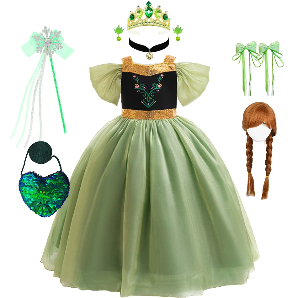 Mrazené 2 anna šaty pre dievča vianočné purim cosplay outfits k narodeninám prekvapenie darček pre deti Karnevalové súpravy