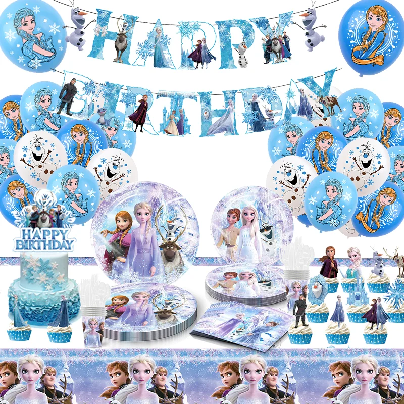 Mrazené （Anna a Elsa） Detská narodeninová téma Detská párty dekorácie jednorazový súpravy riadu