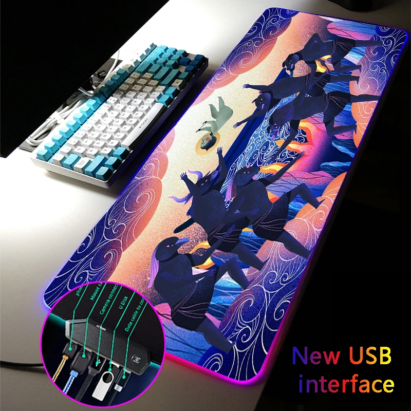 Mrglzy RGB Gaming Mouse Pad LED USB HUB 40*90 cm Duch legenda MousePad XXL Veľké viacrozmerné hry počítačové stoly pre CSGO pre CSGO
