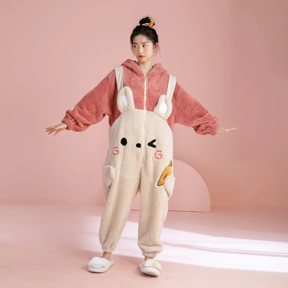Mrkva Rabbit Nightgown Nightie Kigurumi Pajamas Fluffy Onesie Halloween Cosplay kostýmy Homewear Lingerie Clannel Flanel