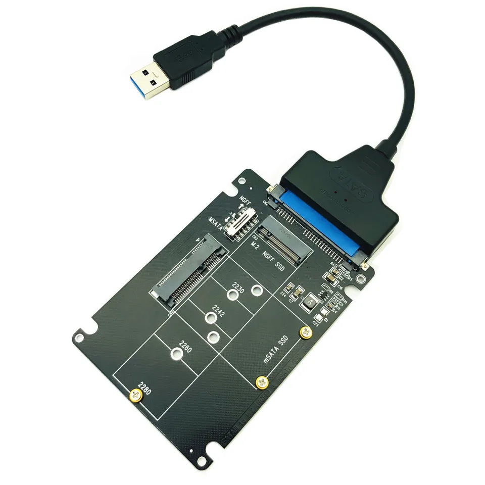 MSATA to SATA Adapter B Kľúč M.2 SATA SSD na adaptérovú kartu SATA MSATA M.2 NGFF na prevodník USB pre MSATA+M.2 2 v 1 SSD HDD Riser
