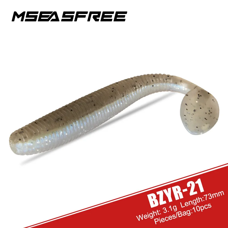 MSEASFREFE-SLICÓN BIONIC BAIT, UV-SAPING T TACK WOBBERS, Rybárska návnada pstruhov, sladká voda, mäkká návnada, 73 mm, 3,1 g, 10ks