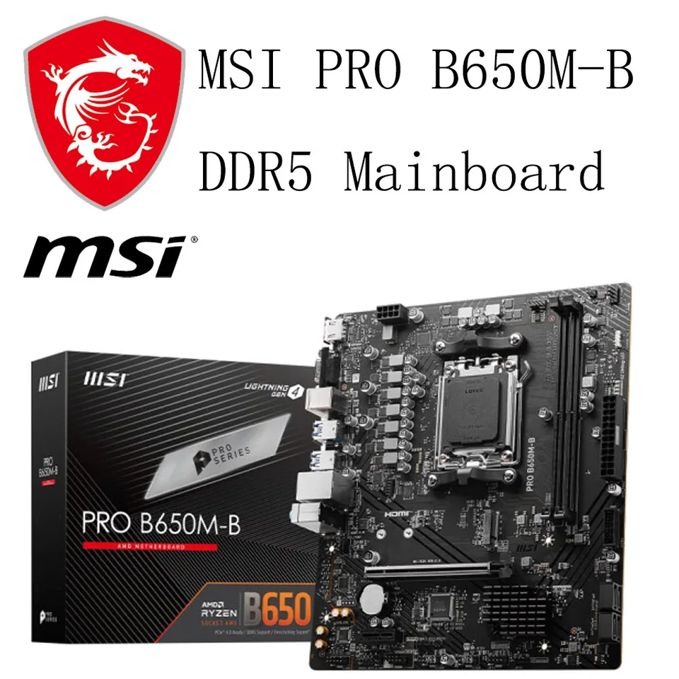 MSI Mainboard Pro B650M-B Základná doska podporuje AMD Ryzen 9000 /8000 /7000 Procesors DDR5 4XSATA Pamäťový soket AM5
