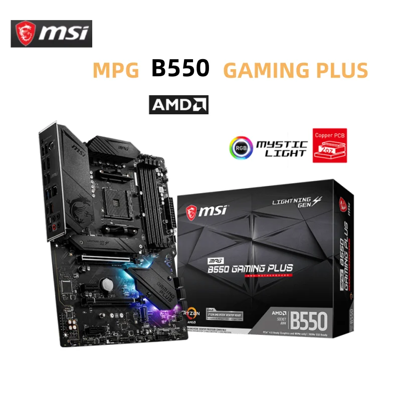 MSI MPG B550 Gaming Plus základná doska AM4 AMD B550 4XDDR4 3200 2xpci-ex16 M.2 ŠTANDARD-ATX Základná doska RYZEN 7 5800X 5700X 5700