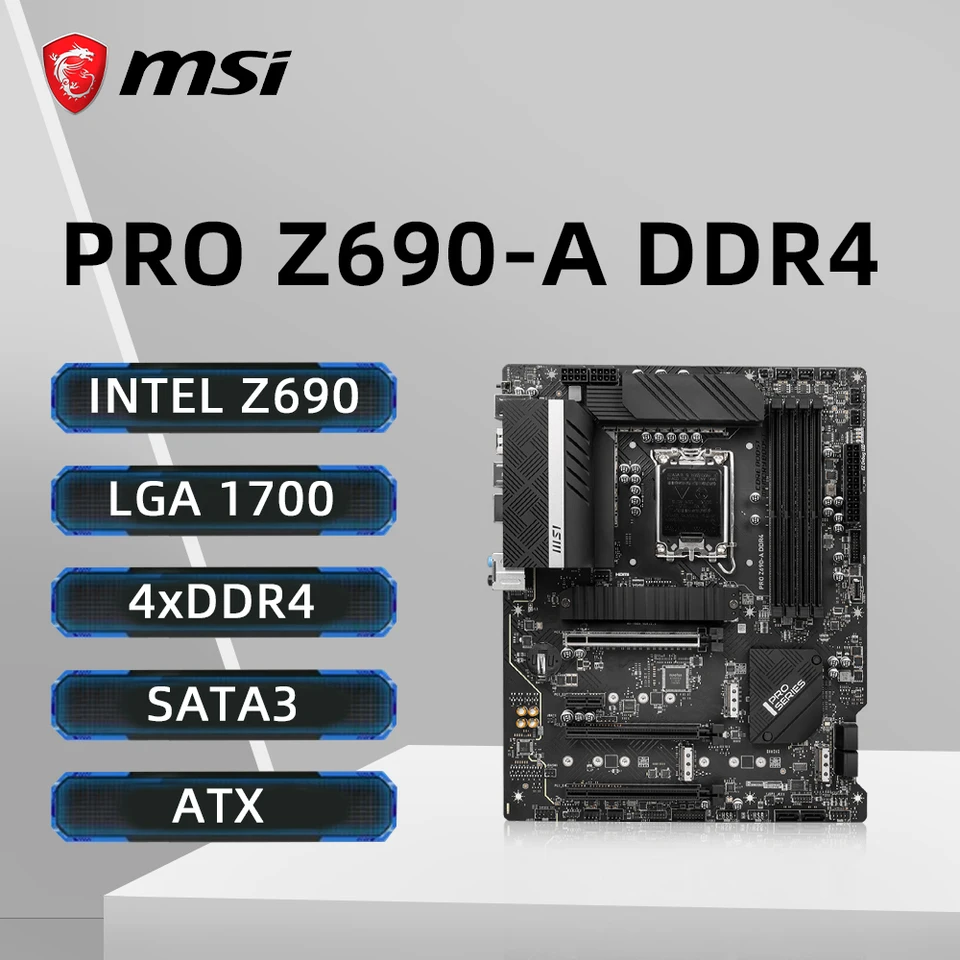 MSI PRO Z690-A DDR4 Podpora základnej dosky I9-14900KF I7-14700K I5-12400F I3-12100 CPU LGA 1700 SOCKET 4XDDR4 4XM.2 PCIE 5.0 ATX