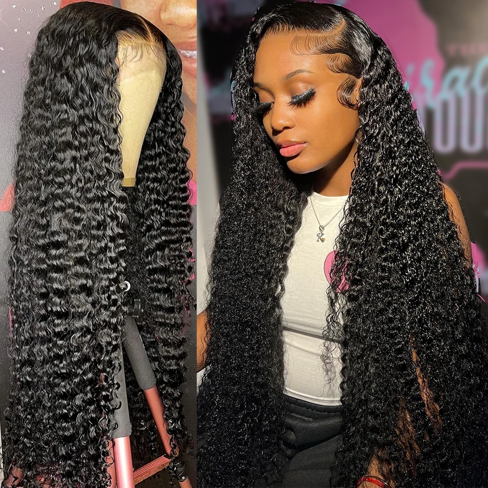 MSTotoxická 250% hustota 13x4 čipky predné kučeravé kučeravé vlasové parochne pre ženy priehľadná čipka Čelná parochňa 4x4 Deep Curly Cutly Parochňa