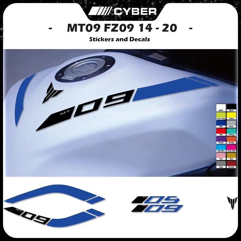 MT-09 MT09 FZ-09 FZ09 Nálepky palivovej nádrže pre Yamaha 2014-2020-Štýlové reflexné nálepky