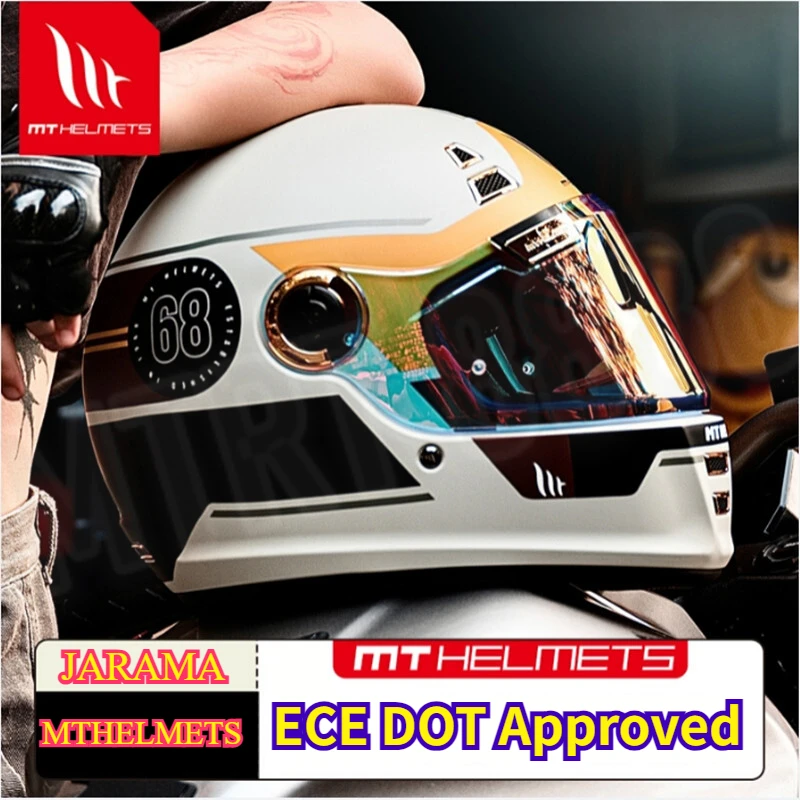 Mt retro prilba Jarama Ece Dot schválená motocykla plná prilba Double D pracka Four Seasons Cruise Motokross Motokross Helme