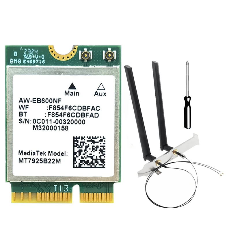 MT7925 WIFI 7 CARD+Antény s Baffles 5400MBPS M.2 Triple Band 2,4G/5G/6G BT5.3 Adaptér karty WiFi pre Win10/11 Linux