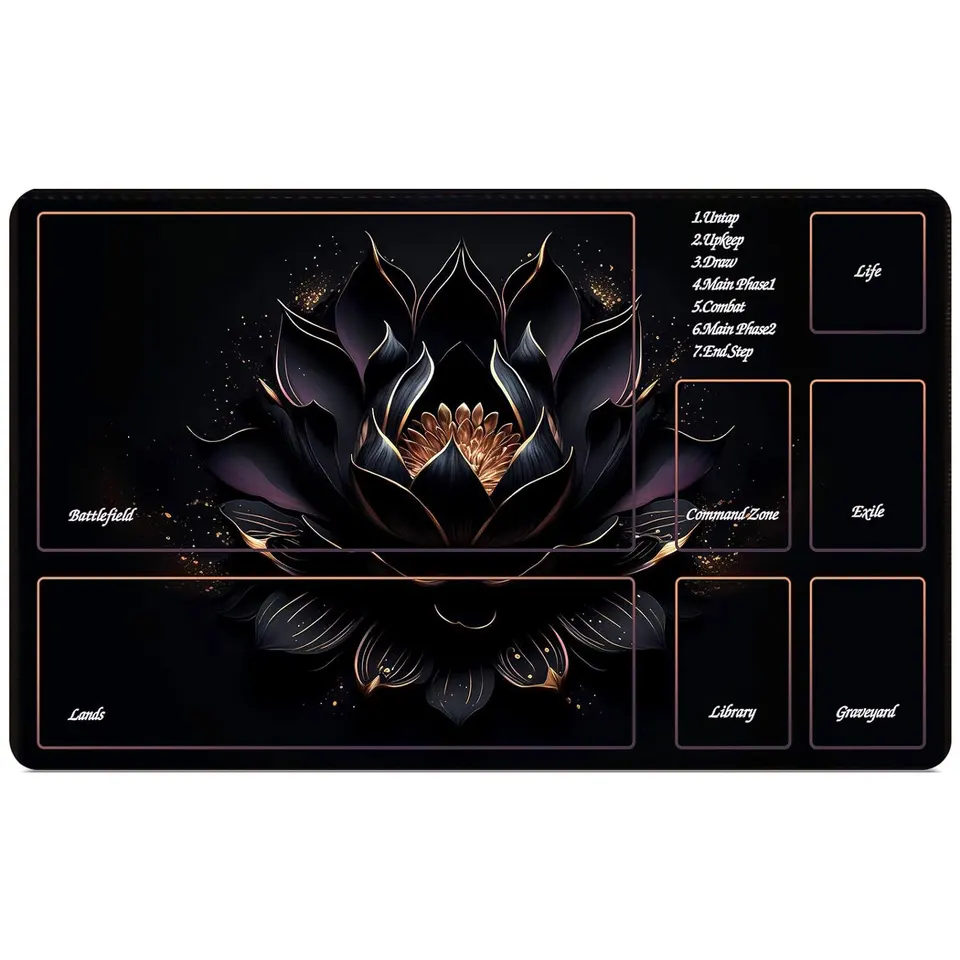 MTG PlayMat Gaming Mouse Pad TCG DND PTCG Playmat Klávesnica Pad Mouse Mouse Mouse Mouse-Slip Gamer Prírodný gumový stôl (čierny lotus)
