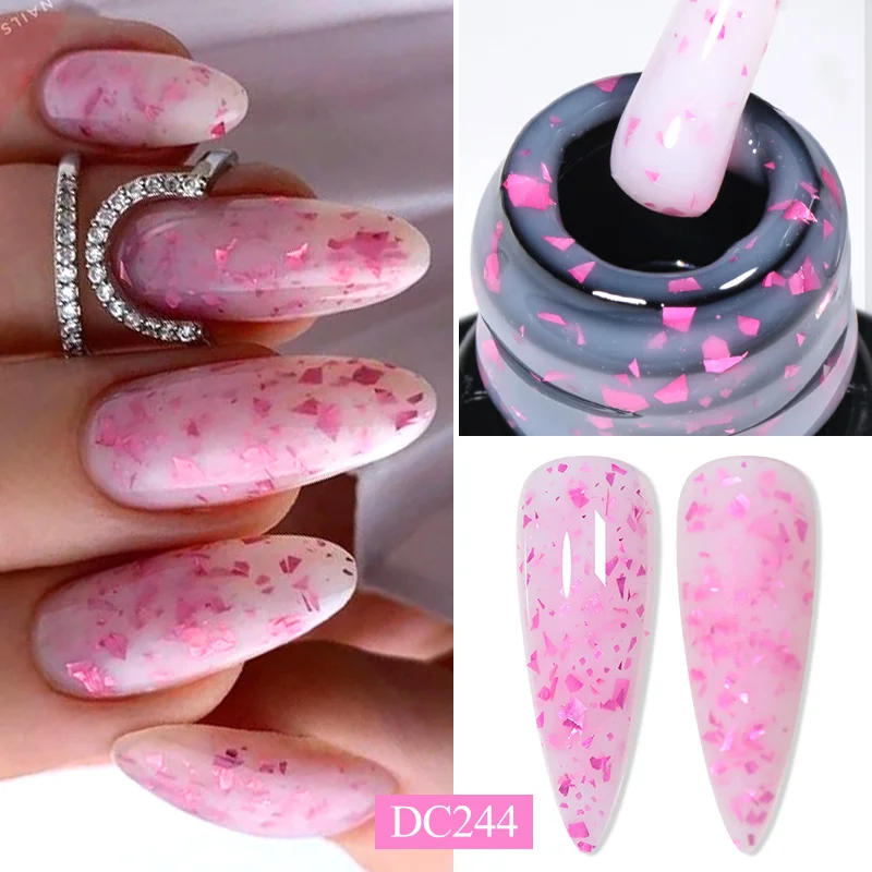 MTSSII 7 ml trblietky FOIL FOIL Rýchle predlžovací nechtový nechtový gél Gold Flowin Construct Hard Gel Semi Permanentný UV LED gél rýchla budova Klinca