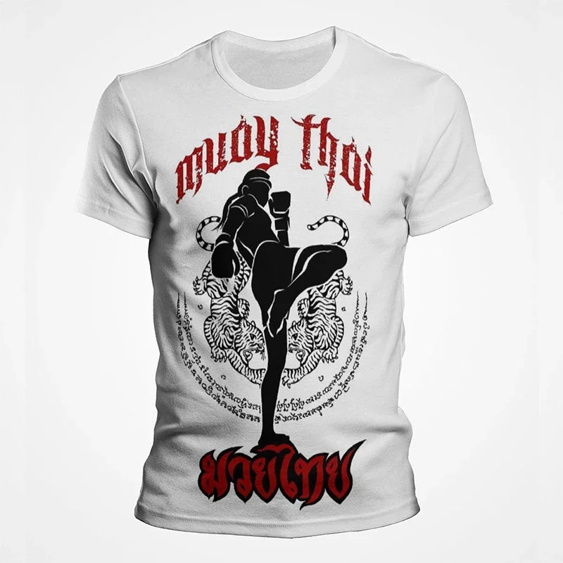 Muay Thai Gym Graphic T tričko pre mužov 3d Thai Box Sports Tlačené tričká Kids Cool Streetwear krátke rukávy rýchle suché vrcholy