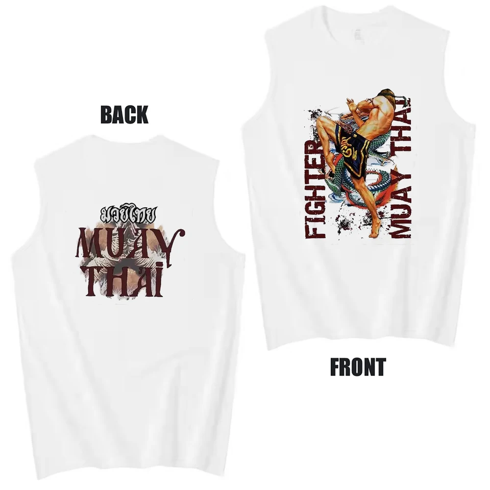 Muay Thai Kicking Boxing Bojové umenia bojový bojovník Tanktop 100% bavlna O-Neck Casy Mens Vesta Setle bez rukávov Tričko Streetwear
