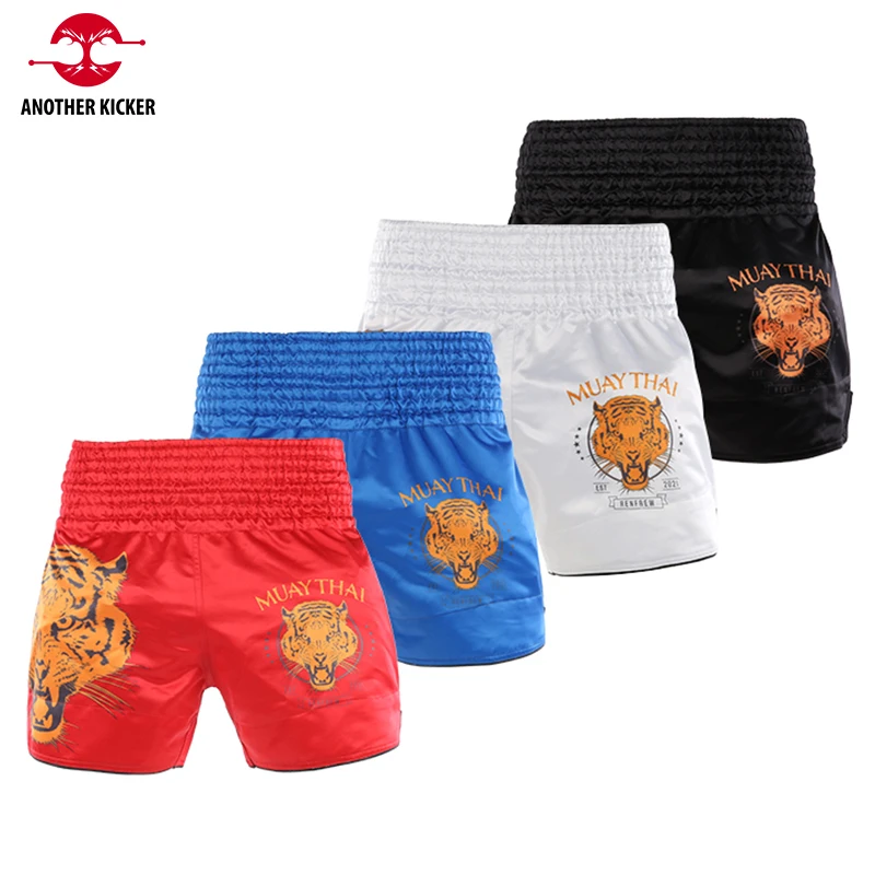 Muay Thai Kids Dospelí Bo Shorts Dámske pánske ľahké saténové umenia odevy Tiger Grappg Kickbo Pants