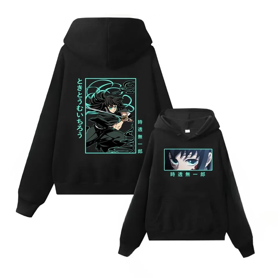 Muichiro Tokito Anime mikina dospievajúci muži Ženy démon Slayer Manga Pullover Casual Harajuku Streetwear Boy Študent voľné oblečenie