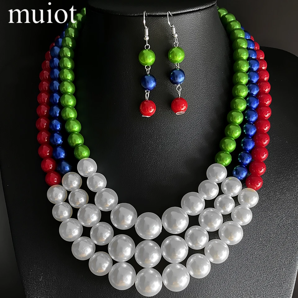 Muiot Fashion University Order Order Of Eastern Star Society Oes Green Blue Red Red viacvrstvová perlová náhrdelníky Choker