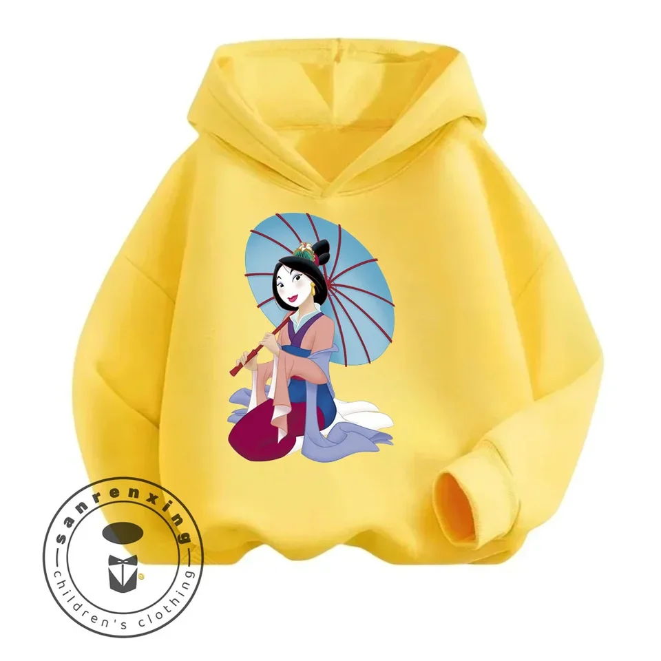 Mulan Cartoon Solid Color Inovatívny kreatívny dizajn tlače pre jesenné zimné zimné vrásky odolné s kapucňou s dlhým rukávom