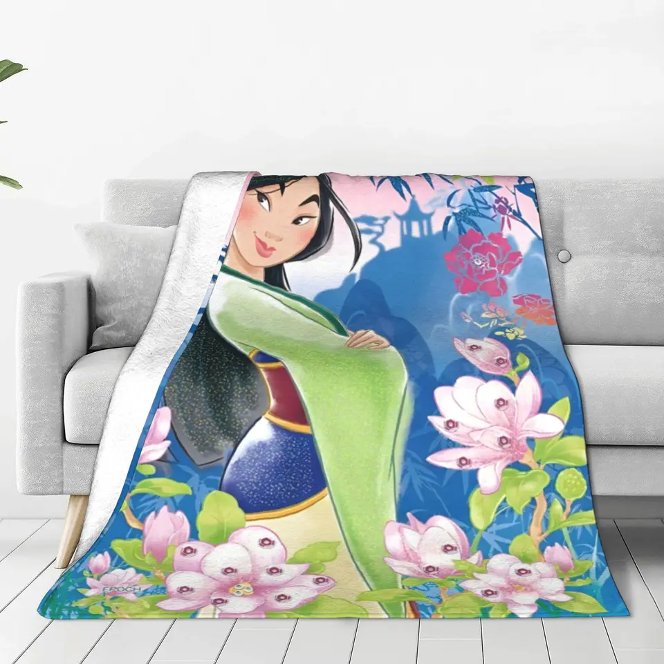 Mulan princezná Beaty Cartoon prikrývka kryt flanel hodu prikrývku spálňa pohovka potlačená ľahká posteľná posteľ multifunkčnej prikrývky