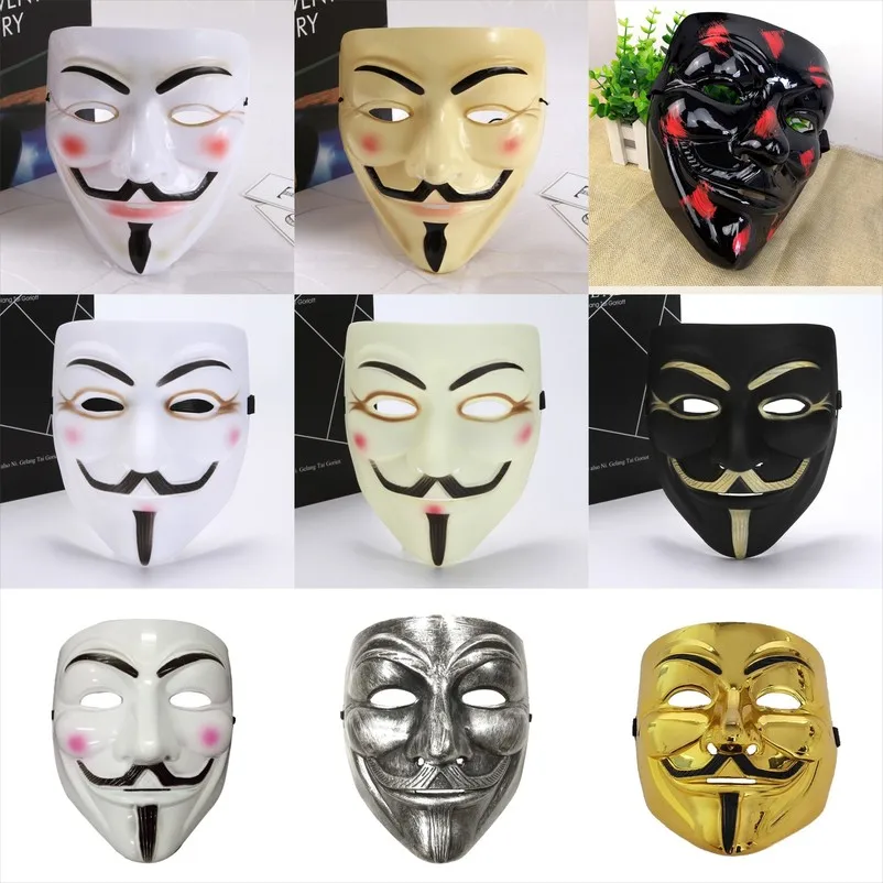 Multicolor V Pre Vendetta Mask Accessory Anonymous Movie Guy Fawkes Cosplay Masque Halloween Masquerade Party Horror Type Masky