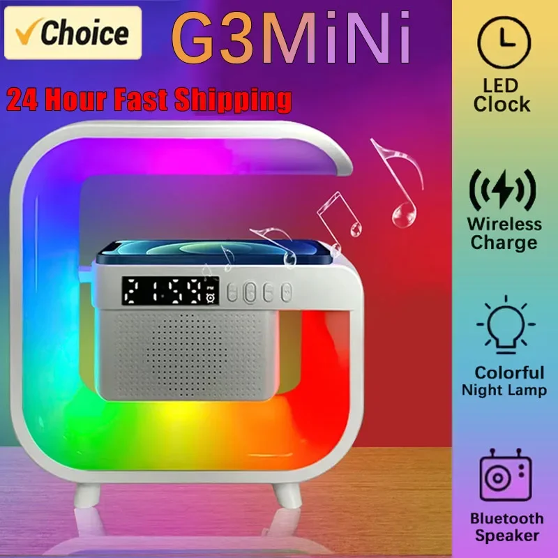 Multifunkcia bezdrôtového nabíjačky Bluetooth 5.0 reproduktor FM TF RGB Night Light Rýchle nabíjacie stanica pre iPhone Samsung Xiaomi