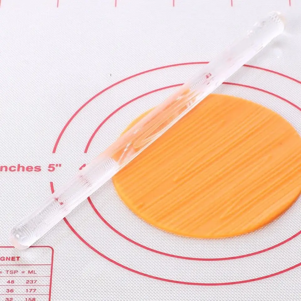 Multifunkčná akrylová textúra valcovacia špendlík nelepivé reliéfne reliéf Rolling Stick Clear Fondant Cake Roller Clay
