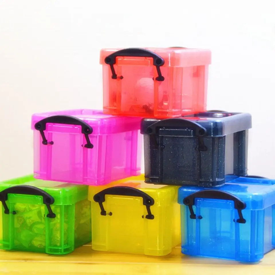 Multifunkčná mini spona úložná skrinka Candy Farba minimalizmu mini skladovací kontajner plastový priehľadný stolný organizátor Box