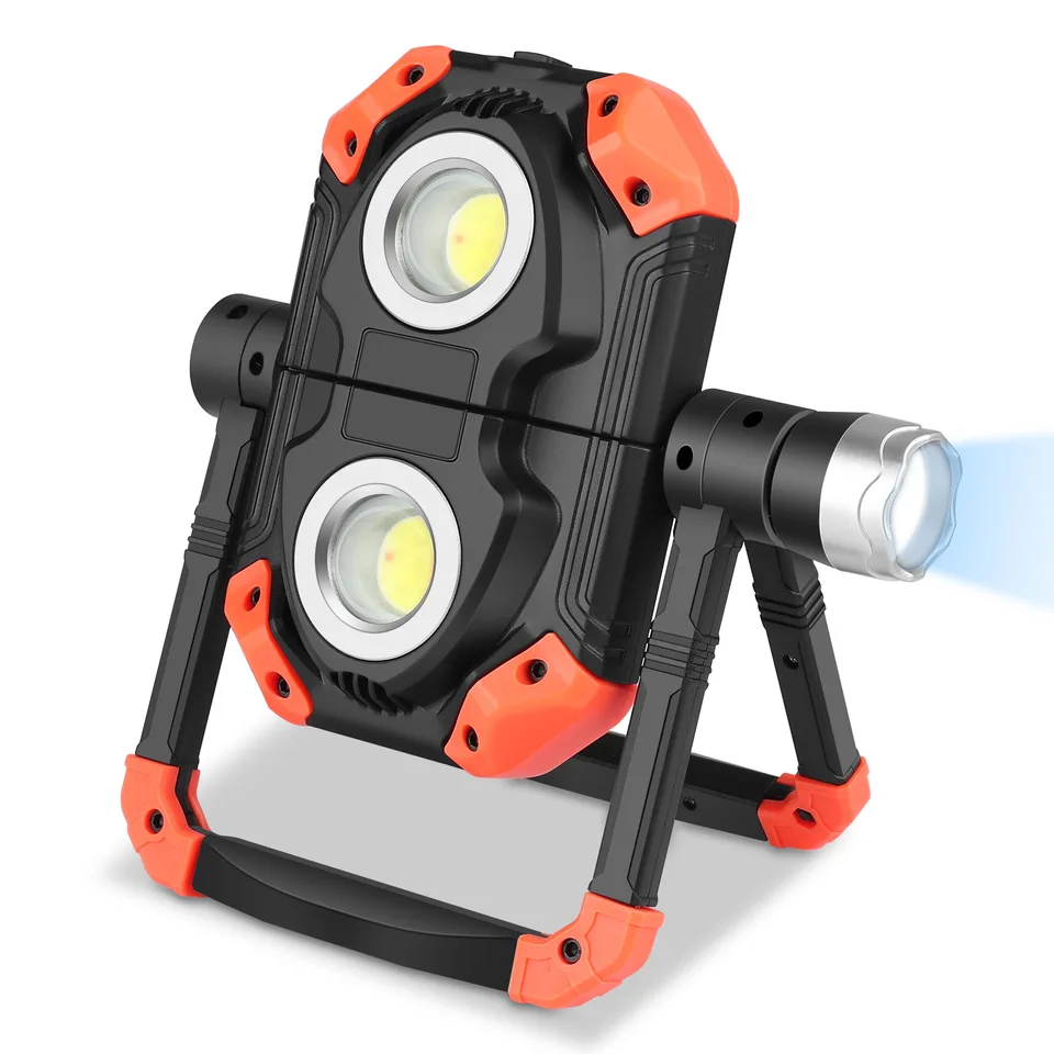 Multifunkčné LED svetlo, nabíjateľné, 3 COB, 2150 lm, magnetické otáčanie, vodotesné, skladacie pre nočný pracovný sklad