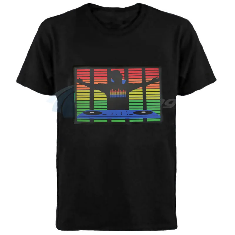 Multifunkčné večierky Tričko Aktivované ekvalizér EL EL T-Shirt pre oslavu DJ